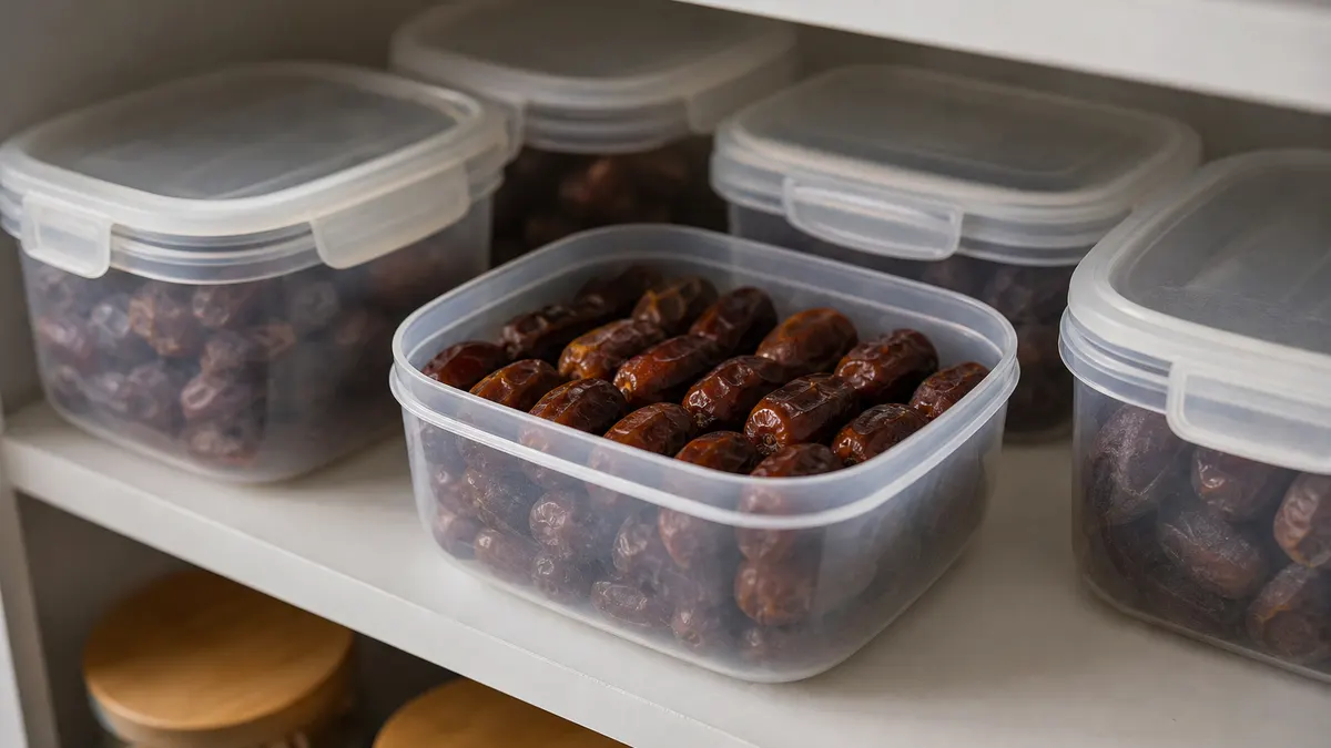 Kurma dalam wadah penyimpanan tertutup
